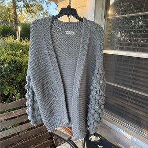 Grey sweater with puff sleeve great shape